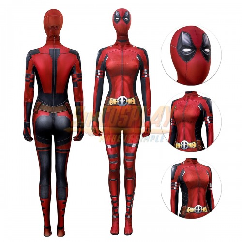 2024 Lady Deadpool Cosplay Costume Printed Suit Ver.1