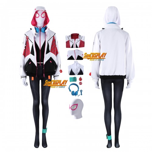 All New Spider Gwen The Ghost Spider Cosplay Suit White Complex Costume
