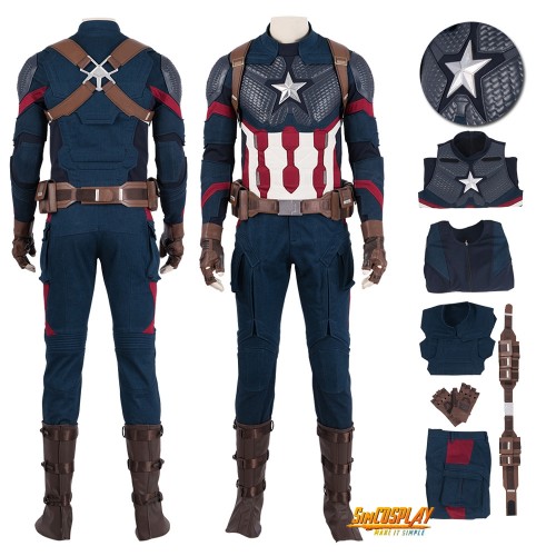 Captain America Costume Endgame Steve Rogers Cosplay Suit Top Level
