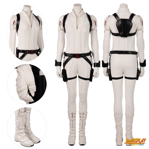 Black Widow White Costumes Natasha Romanoff Cosplay White Suits Top Level