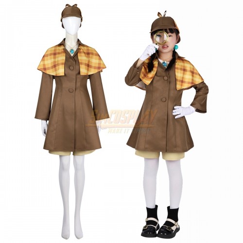 Girls Halloween Gift Detective Princess Peach Cosplay Costume