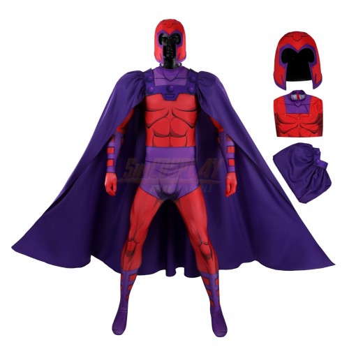 Magneto X Men 97 Cosplay Suit Purple Printed Costume