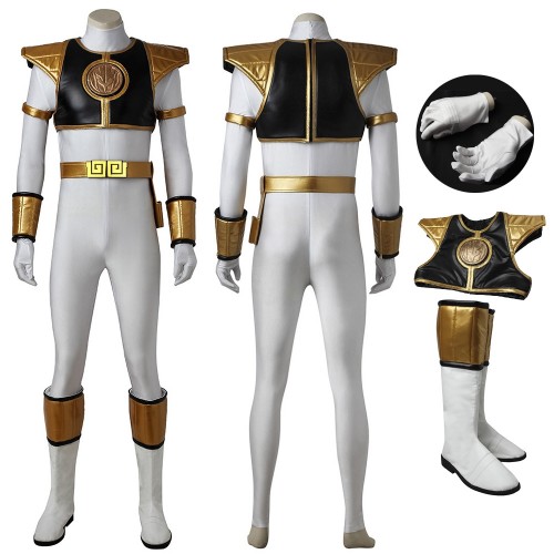 Mighty Morphin Power Rangers White Ranger Cosplay Costume Tommy Oliver Suit