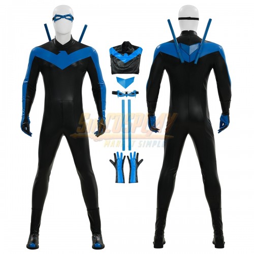 Dick Grayson Blue Cosplay Costume Dick Grayson Comic Leather Suit