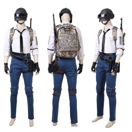 PUBG Cosplay Costume With Level 3 Helmet & Backpack Top Level