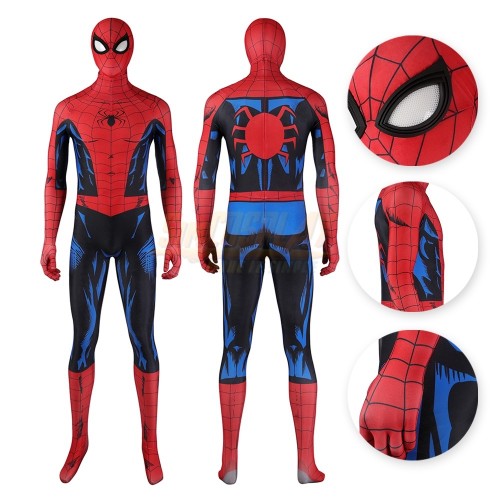 Spiderman Vintage Comic Book Suit Printed Cosplay Costume