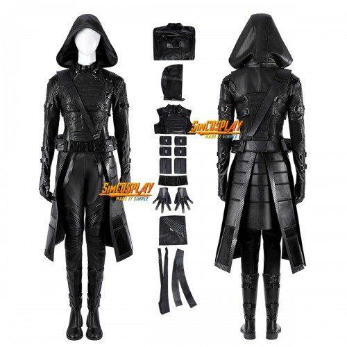 Thunderbolts Ghost Cosplay Costume Black Leather Suit Top Level