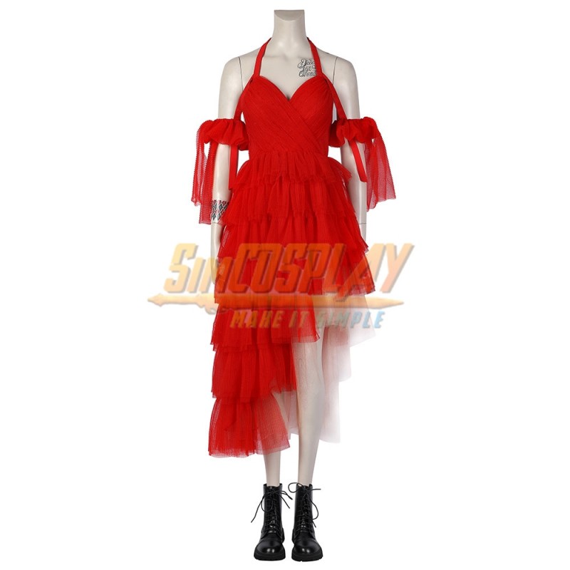 strapless open back dress Adult Suicide Squad 2 Harley Quinn Red Dress Costume - Adult Costumes