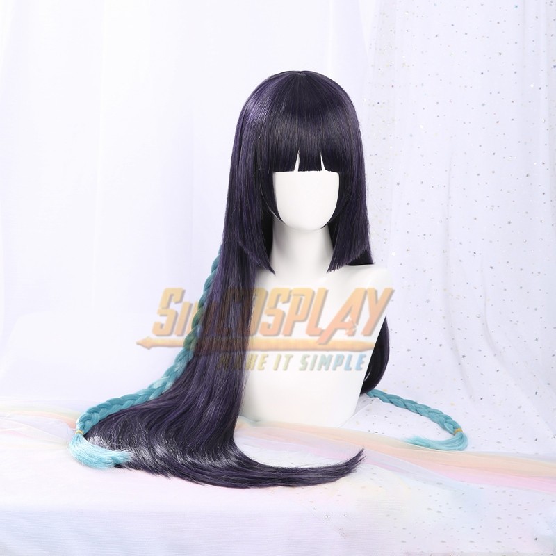 Xiangling Wig Dark Blue Wig Game Genshin Impact Project Cosplay