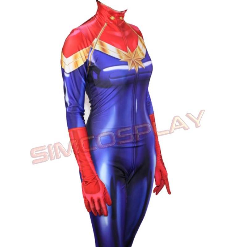 Captain Marvel Cosplay Costume Zentai Jumpsuit Catsuit Bodysuit Tight Fancy Dres