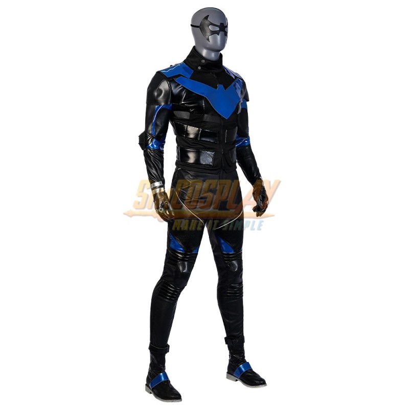 Gotham Knights Nightwing Cosplay Costume Leather Nightwing Suit
