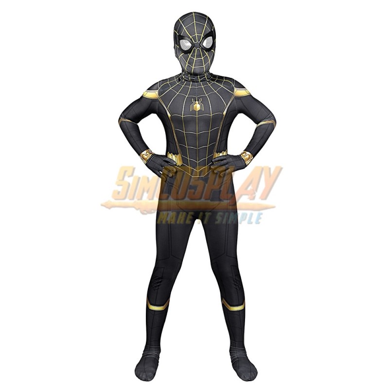 Kids Spider-Man No Way Home Black Gold Cosplay Suit Ver.1