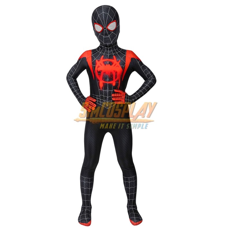 US Into the Spider-Verse Miles Morales Kids Halloween Spider Cosplay Costume 