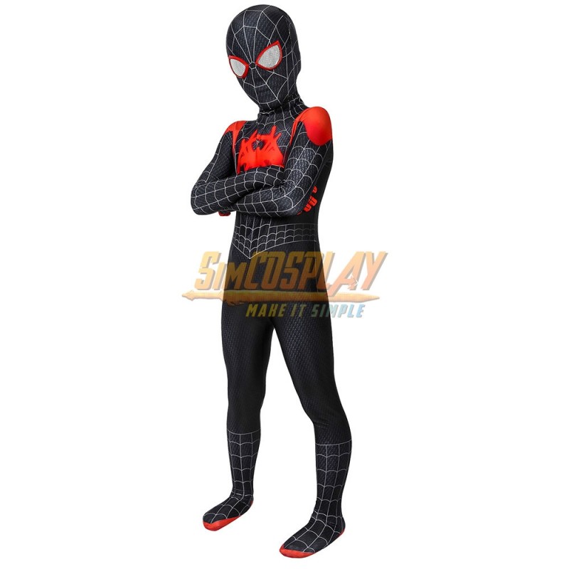 Toddler Kids Superhero Costume Into The Spider Verse Miles Morales Halloween Costumes Classic Cosplay Suit 