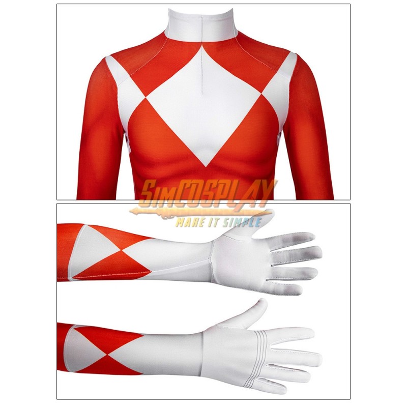 Power Rangers Kids Costume  Red and Silver Spandex Lycra Zentai Suit