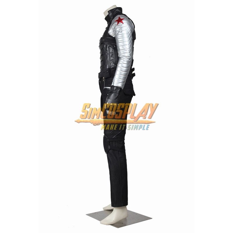 Winter Soldier Cosplay Costume Bucky Barnes Battle Suit Top Level