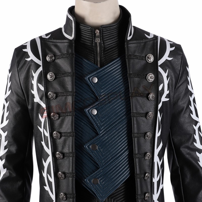 Devil May Cry 5 Vergil Cosplay Costumes Black Trench Coat Top Level