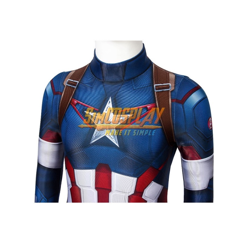 Kids Captain America Cosplay Costume Age of Ultron Spandex Suit 