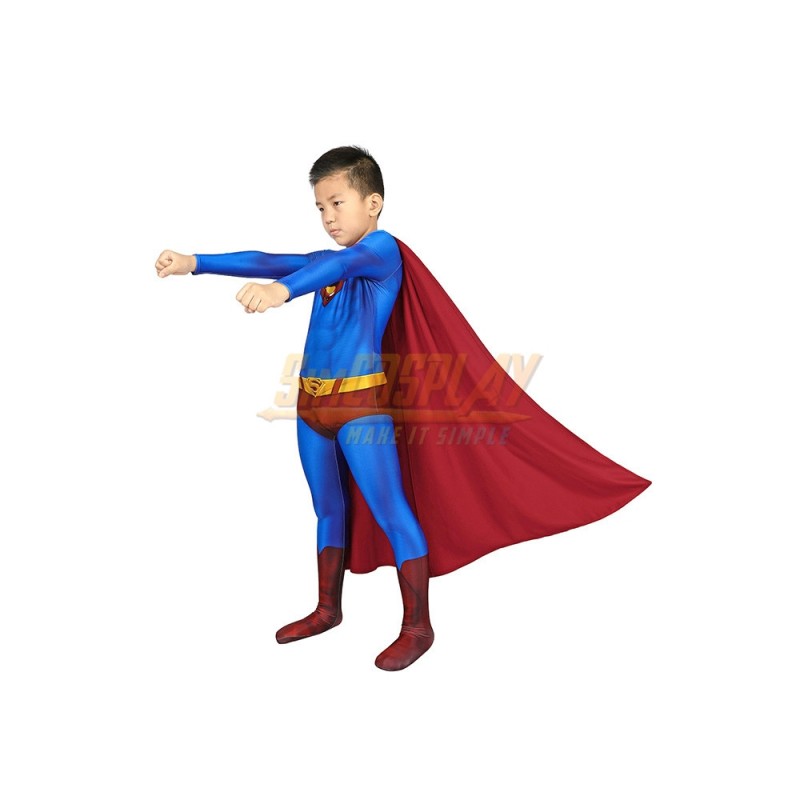 Kids Super Hero Clark Cosplay Suit Crisis on Infinite Earths Blue Kids  Costume